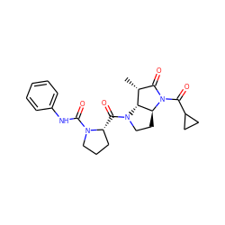 C[C@@H]1C(=O)N(C(=O)C2CC2)[C@H]2CCN(C(=O)[C@@H]3CCCN3C(=O)Nc3ccccc3)[C@H]12 ZINC000013527884