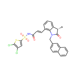 C[C@@H]1C(=O)N(Cc2ccc3ccccc3c2)c2c(/C=C/C(=O)NS(=O)(=O)c3cc(Cl)c(Cl)s3)cccc21 ZINC000049780656