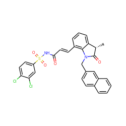 C[C@@H]1C(=O)N(Cc2ccc3ccccc3c2)c2c(/C=C/C(=O)NS(=O)(=O)c3ccc(Cl)c(Cl)c3)cccc21 ZINC000049780894