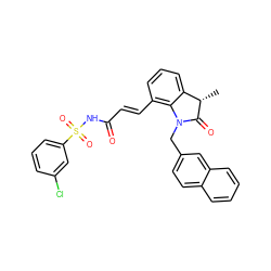 C[C@@H]1C(=O)N(Cc2ccc3ccccc3c2)c2c(/C=C/C(=O)NS(=O)(=O)c3cccc(Cl)c3)cccc21 ZINC000049780891