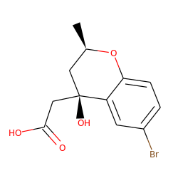 C[C@@H]1C[C@@](O)(CC(=O)O)c2cc(Br)ccc2O1 ZINC000013456106