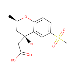 C[C@@H]1C[C@@](O)(CC(=O)O)c2cc(S(C)(=O)=O)ccc2O1 ZINC000013456114