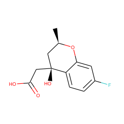 C[C@@H]1C[C@@](O)(CC(=O)O)c2ccc(F)cc2O1 ZINC000013456199