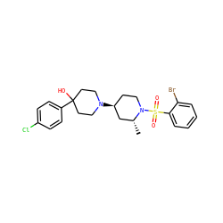 C[C@@H]1C[C@@H](N2CCC(O)(c3ccc(Cl)cc3)CC2)CCN1S(=O)(=O)c1ccccc1Br ZINC000029125367