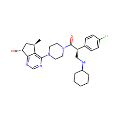 C[C@@H]1C[C@@H](O)c2ncnc(N3CCN(C(=O)[C@H](CNC4CCCCC4)c4ccc(Cl)cc4)CC3)c21 ZINC000095580355