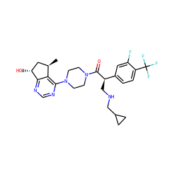 C[C@@H]1C[C@@H](O)c2ncnc(N3CCN(C(=O)[C@H](CNCC4CC4)c4ccc(C(F)(F)F)c(F)c4)CC3)c21 ZINC000095573296