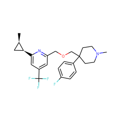 C[C@@H]1C[C@@H]1c1cc(C(F)(F)F)cc(COCC2(c3ccc(F)cc3)CCN(C)CC2)n1 ZINC000095591623