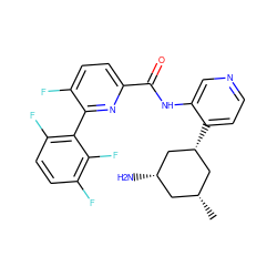 C[C@@H]1C[C@H](N)C[C@H](c2ccncc2NC(=O)c2ccc(F)c(-c3c(F)ccc(F)c3F)n2)C1 ZINC000140178476