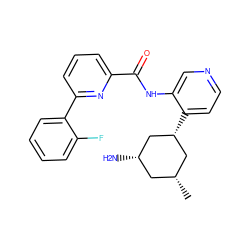 C[C@@H]1C[C@H](N)C[C@H](c2ccncc2NC(=O)c2cccc(-c3ccccc3F)n2)C1 ZINC000168244316