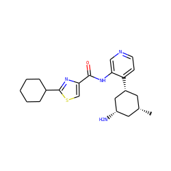 C[C@@H]1C[C@H](N)C[C@H](c2ccncc2NC(=O)c2csc(C3CCCCC3)n2)C1 ZINC000169706518