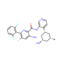 C[C@@H]1C[C@H](N)C[C@H](c2ccncc2NC(=O)c2nc(-c3c(F)cccc3F)c(F)cc2N)C1 ZINC000141133902