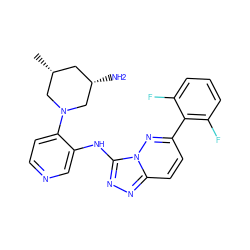 C[C@@H]1C[C@H](N)CN(c2ccncc2Nc2nnc3ccc(-c4c(F)cccc4F)nn23)C1 ZINC000142978150