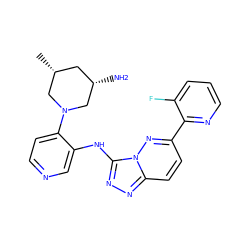 C[C@@H]1C[C@H](N)CN(c2ccncc2Nc2nnc3ccc(-c4ncccc4F)nn23)C1 ZINC000142980283