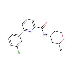 C[C@@H]1C[C@H](NC(=O)c2cccc(-c3cccc(Cl)c3)n2)CCO1 ZINC000207727583