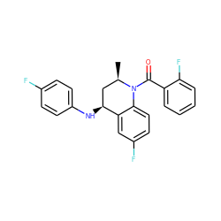 C[C@@H]1C[C@H](Nc2ccc(F)cc2)c2cc(F)ccc2N1C(=O)c1ccccc1F ZINC000013490205