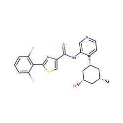 C[C@@H]1C[C@H](O)C[C@H](c2ccncc2NC(=O)c2csc(-c3c(F)cccc3F)n2)C1 ZINC000169706514