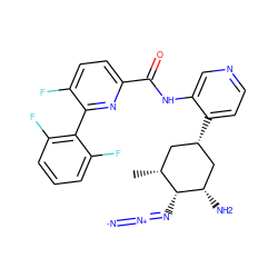 C[C@@H]1C[C@H](c2ccncc2NC(=O)c2ccc(F)c(-c3c(F)cccc3F)n2)C[C@H](N)[C@@H]1N=[N+]=[N-] ZINC000261115841