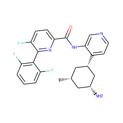 C[C@@H]1C[C@H](c2ccncc2NC(=O)c2ccc(F)c(-c3c(F)cccc3F)n2)C[C@H](N)C1 ZINC000140670580