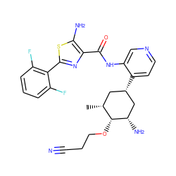 C[C@@H]1C[C@H](c2ccncc2NC(=O)c2nc(-c3c(F)cccc3F)sc2N)C[C@H](N)[C@@H]1OCCC#N ZINC000149190614