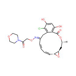 C[C@@H]1C[C@H]2O[C@@H]2/C=C\C=C\C(=N/OCC(=O)N2CCOCC2)Cc2c(Cl)c(O)cc(O)c2C(=O)O1 ZINC000013521647