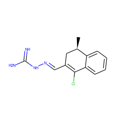 C[C@@H]1CC(/C=N/NC(=N)N)=C(Cl)c2ccccc21 ZINC000040847312