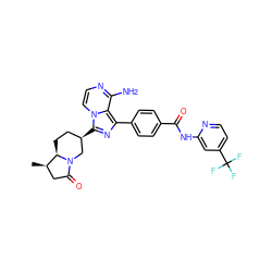 C[C@@H]1CC(=O)N2C[C@H](c3nc(-c4ccc(C(=O)Nc5cc(C(F)(F)F)ccn5)cc4)c4c(N)nccn34)CC[C@H]12 ZINC000149135393