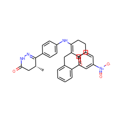 C[C@@H]1CC(=O)NN=C1c1ccc(NC2=C(Cc3ccccc3-c3cccc([N+](=O)[O-])c3)C(=O)CCC2)cc1 ZINC000027311118