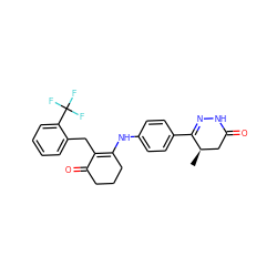 C[C@@H]1CC(=O)NN=C1c1ccc(NC2=C(Cc3ccccc3C(F)(F)F)C(=O)CCC2)cc1 ZINC000013587292