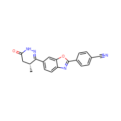 C[C@@H]1CC(=O)NN=C1c1ccc2nc(-c3ccc(C#N)cc3)oc2c1 ZINC000168152384