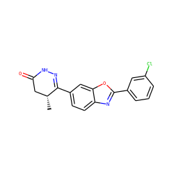 C[C@@H]1CC(=O)NN=C1c1ccc2nc(-c3cccc(Cl)c3)oc2c1 ZINC000169161600