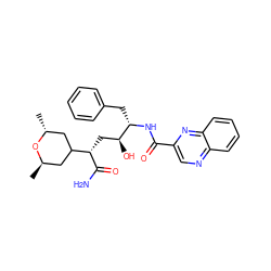 C[C@@H]1CC([C@H](C[C@H](O)[C@H](Cc2ccccc2)NC(=O)c2cnc3ccccc3n2)C(N)=O)C[C@@H](C)O1 ZINC000026269895