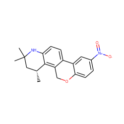 C[C@@H]1CC(C)(C)Nc2ccc3c(c21)COc1ccc([N+](=O)[O-])cc1-3 ZINC000012349497