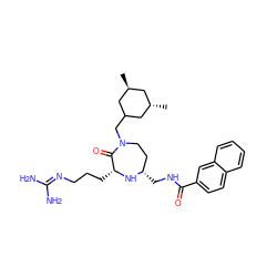 C[C@@H]1CC(CN2CC[C@H](CNC(=O)c3ccc4ccccc4c3)N[C@H](CCCN=C(N)N)C2=O)C[C@@H](C)C1 ZINC000216527827