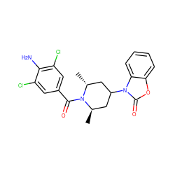 C[C@@H]1CC(n2c(=O)oc3ccccc32)C[C@@H](C)N1C(=O)c1cc(Cl)c(N)c(Cl)c1 ZINC000036286463