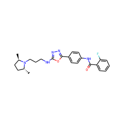 C[C@@H]1CC[C@@H](C)N1CCCNc1nnc(-c2ccc(NC(=O)c3ccccc3F)cc2)o1 ZINC000084632807