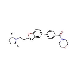 C[C@@H]1CC[C@@H](C)N1CCc1cc2cc(-c3ccc(C(=O)N4CCOCC4)cc3)ccc2o1 ZINC000013589406