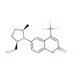 C[C@@H]1CC[C@H](CO)N1c1ccc2[nH]c(=O)cc(C(F)(F)F)c2c1 ZINC000014968216