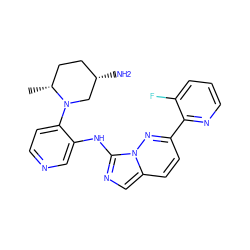 C[C@@H]1CC[C@H](N)CN1c1ccncc1Nc1ncc2ccc(-c3ncccc3F)nn12 ZINC000144038623