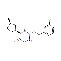 C[C@@H]1CC[C@H](N2C(=O)CC(=O)N(CCc3cccc(Cl)c3)C2=O)C1 ZINC000101678248