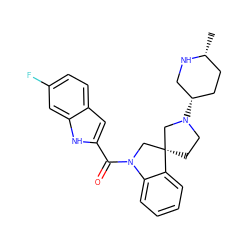 C[C@@H]1CC[C@H](N2CC[C@]3(CN(C(=O)c4cc5ccc(F)cc5[nH]4)c4ccccc43)C2)CN1 ZINC000073219254