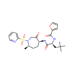 C[C@@H]1CC[C@H](NC(=O)[C@H](CC(C)(C)C)NC(=O)c2ccco2)C(=O)CN1S(=O)(=O)c1ccccn1 ZINC000034251616