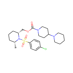 C[C@@H]1CCC[C@H](COC(=O)N2CCC(N3CCCCC3)CC2)N1S(=O)(=O)c1ccc(Cl)cc1 ZINC000028816482