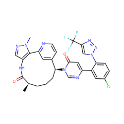 C[C@@H]1CCC[C@H](n2cnc(-c3cc(Cl)ccc3-n3cc(C(F)(F)F)nn3)cc2=O)c2ccnc(c2)-c2c(cnn2C)NC1=O ZINC001772618293