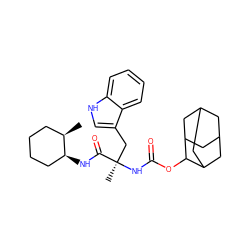 C[C@@H]1CCCC[C@@H]1NC(=O)[C@@](C)(Cc1c[nH]c2ccccc12)NC(=O)OC1C2CC3CC(C2)CC1C3 ZINC000013776537