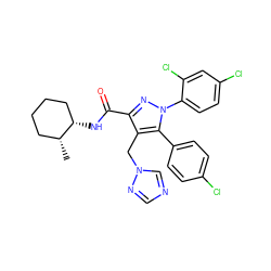 C[C@@H]1CCCC[C@@H]1NC(=O)c1nn(-c2ccc(Cl)cc2Cl)c(-c2ccc(Cl)cc2)c1Cn1cncn1 ZINC000049767328