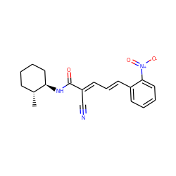 C[C@@H]1CCCC[C@H]1NC(=O)/C(C#N)=C/C=C/c1ccccc1[N+](=O)[O-] ZINC000003235001