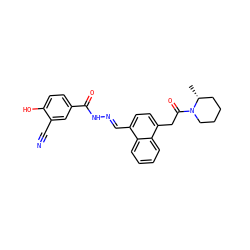 C[C@@H]1CCCCN1C(=O)Cc1ccc(/C=N/NC(=O)c2ccc(O)c(C#N)c2)c2ccccc12 ZINC000013492708