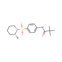 C[C@@H]1CCCCN1S(=O)(=O)c1ccc(NC(=O)C(C)(C)C)cc1 ZINC000013745539