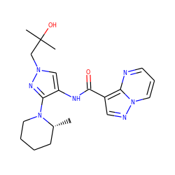 C[C@@H]1CCCCN1c1nn(CC(C)(C)O)cc1NC(=O)c1cnn2cccnc12 ZINC000145168640