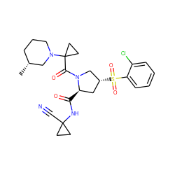 C[C@@H]1CCCN(C2(C(=O)N3C[C@H](S(=O)(=O)c4ccccc4Cl)C[C@H]3C(=O)NC3(C#N)CC3)CC2)C1 ZINC000169705334